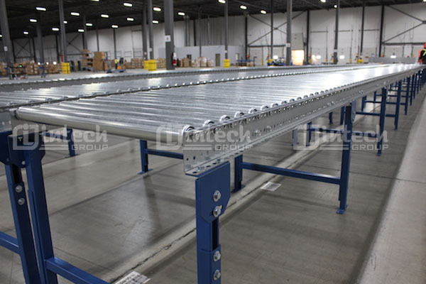 Băng tải trọng lực con lăn thép mạ kẽm, chân sơn tĩnh điện