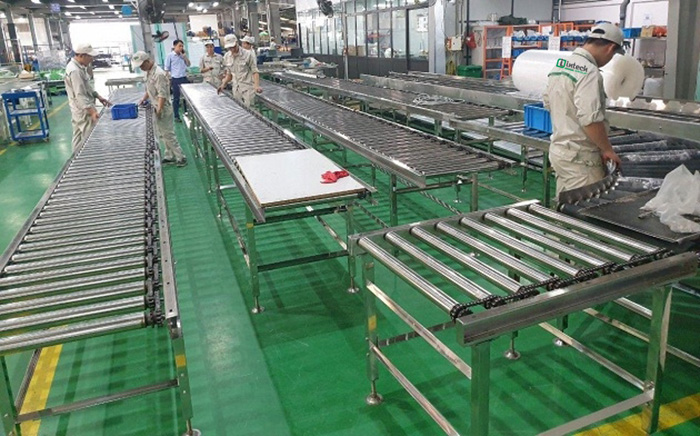 Con lăn băng tải inox dự án 