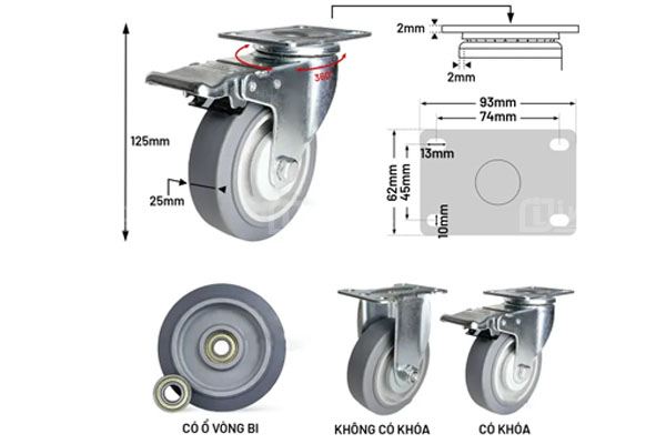 Bánh xe đẩy dùng cho băng tải công nghiệp