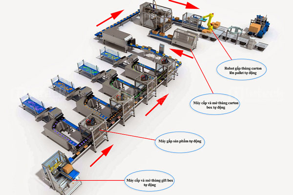 Máy đóng gói kết hợp dây chuyền băng tải