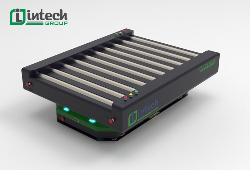Robot agv tích hợp băng tải con lăn