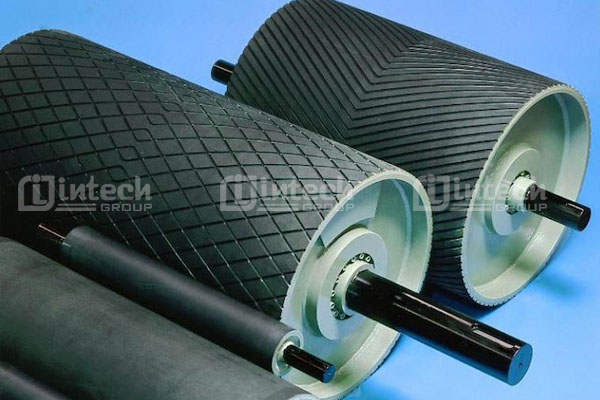 Rulo chủ động băng tải bọc cao su - Giảm chấn